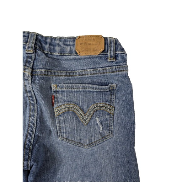 Levis 711 Skinny Girls Size 12 Adjustable Waist Light Wash Distressed Denim - Picture 11 of 11